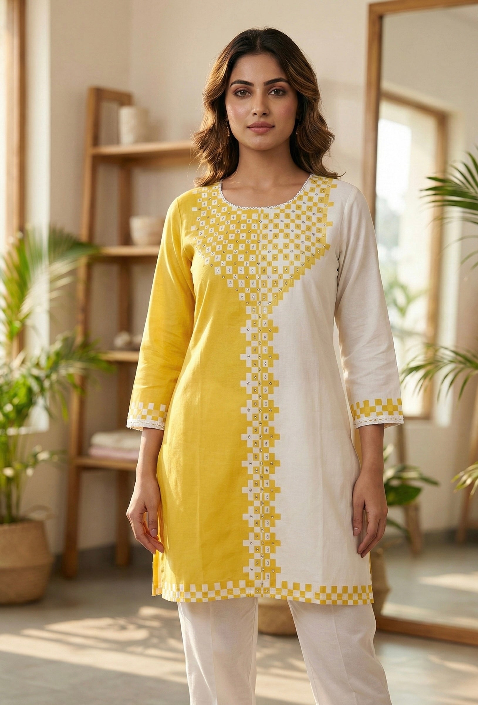 Dual-Tone Cotton Silk Kurta Set (Yellow & Lavender) – Signature Collection