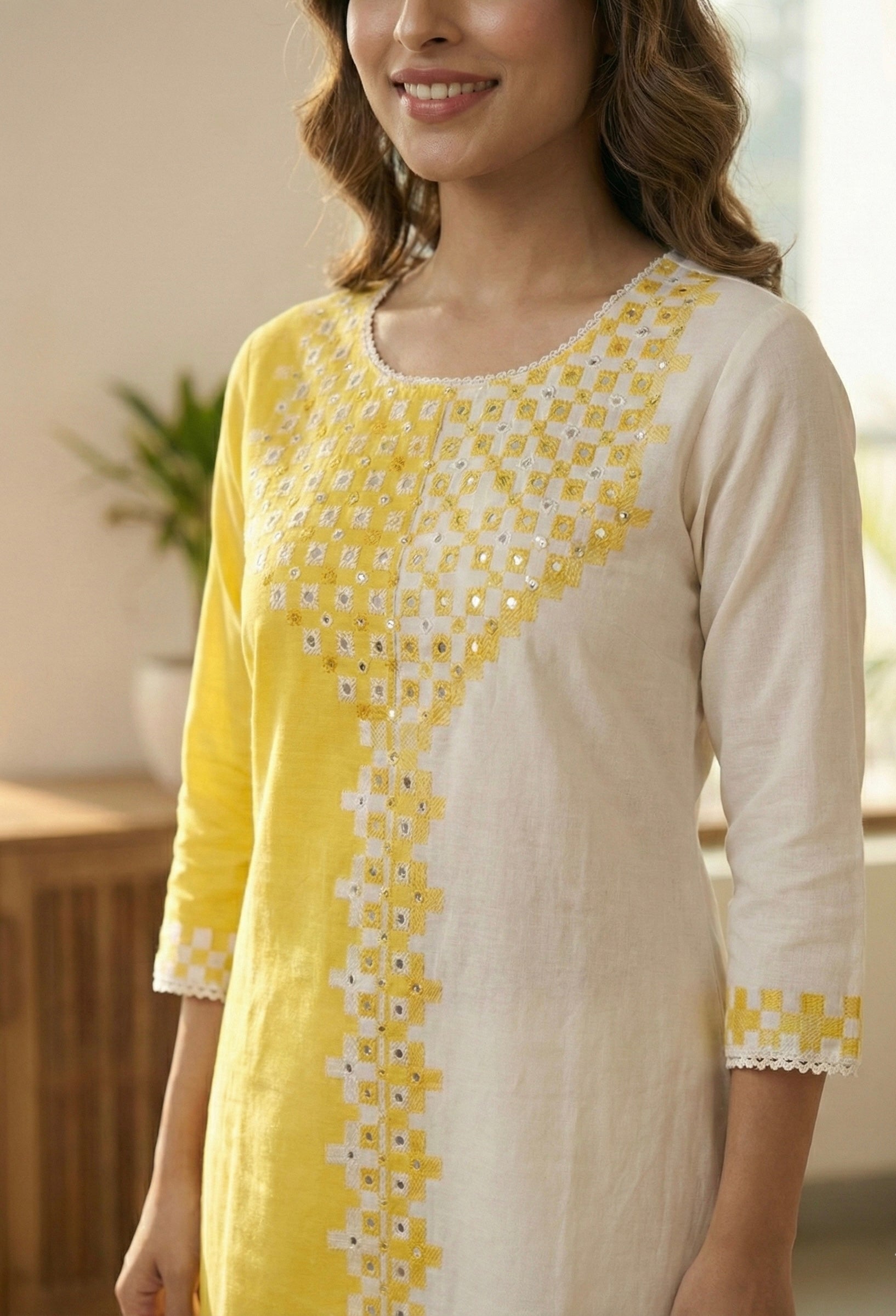 Dual-Tone Cotton Silk Kurta Set (Yellow & Lavender) – Signature Collection