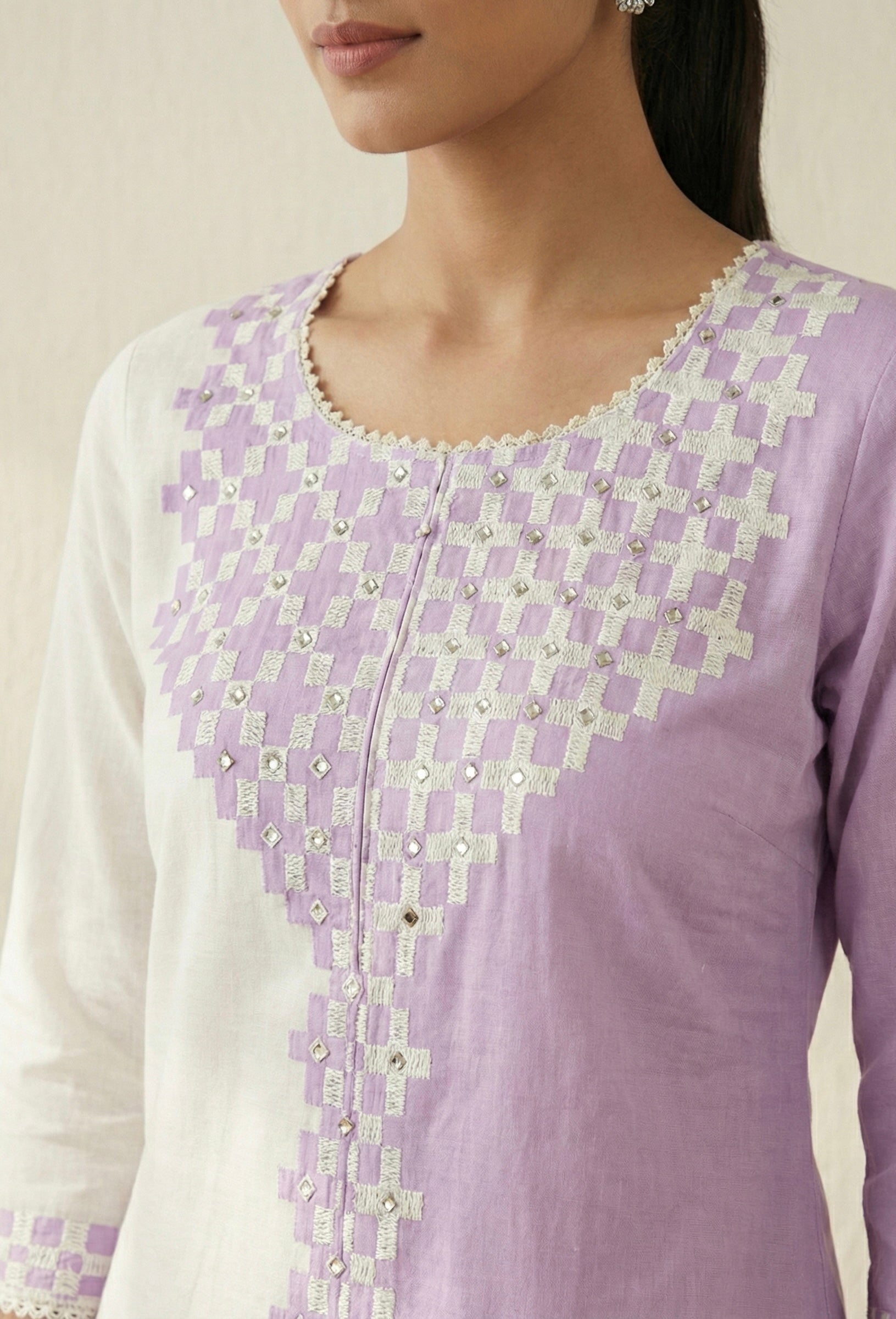 Dual-Tone Cotton Silk Kurta Set (Yellow & Lavender) – Signature Collection