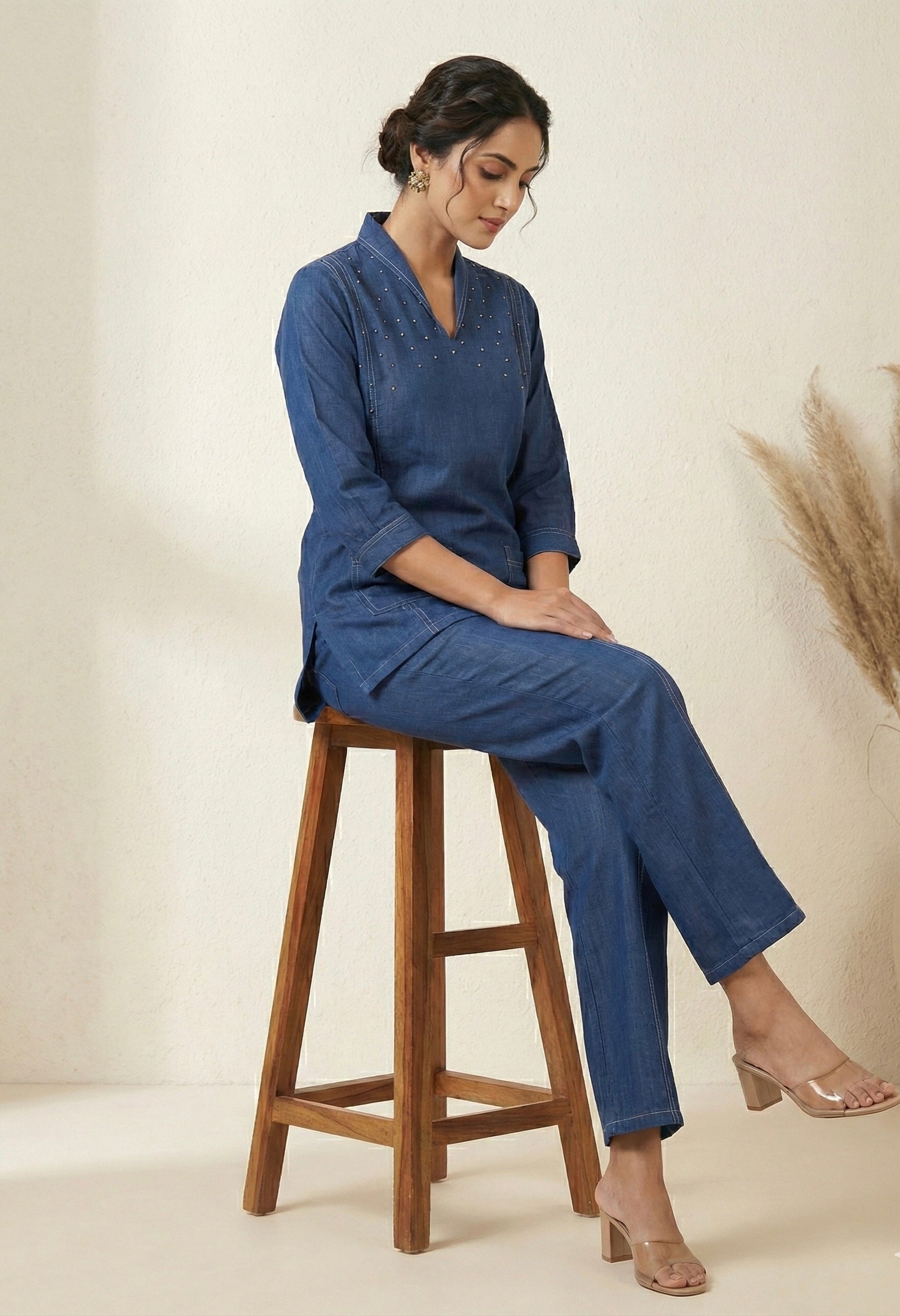 The Denim Illusion: Handcrafted Khadi Co-ord Set