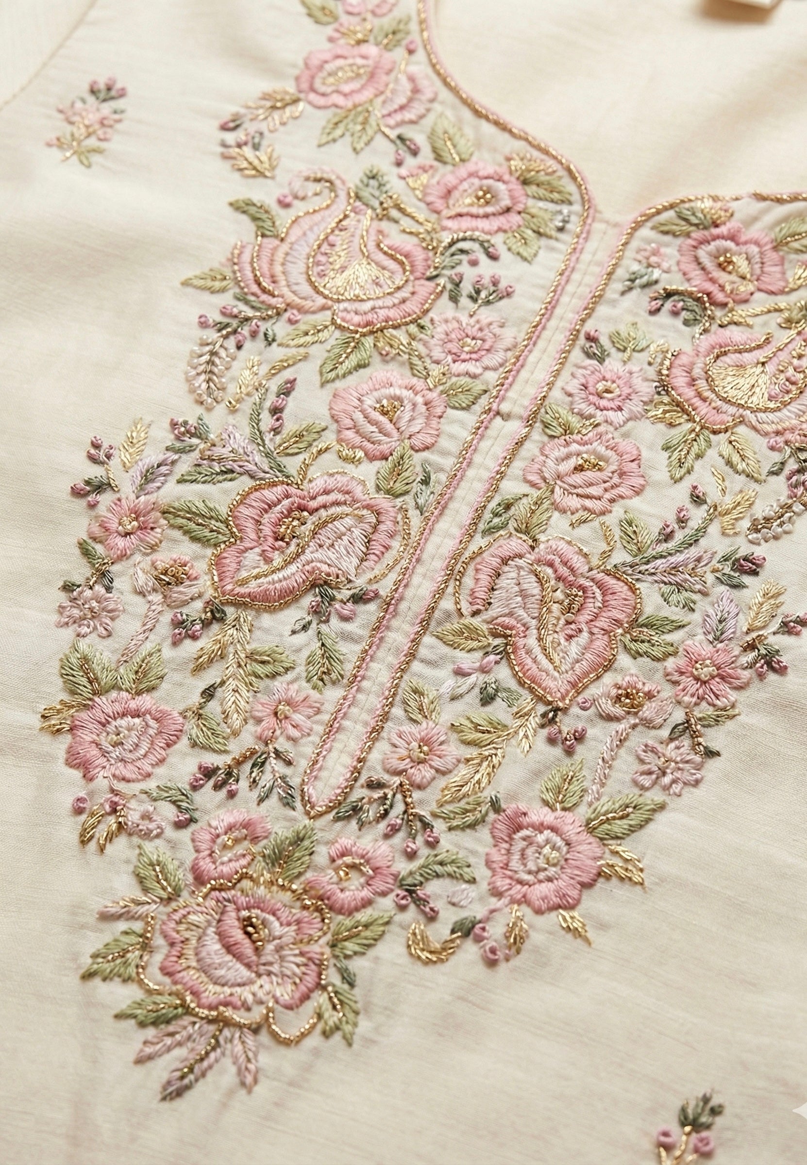 Bloom: Hand-Embroidered Mul Chanderi Suit Set