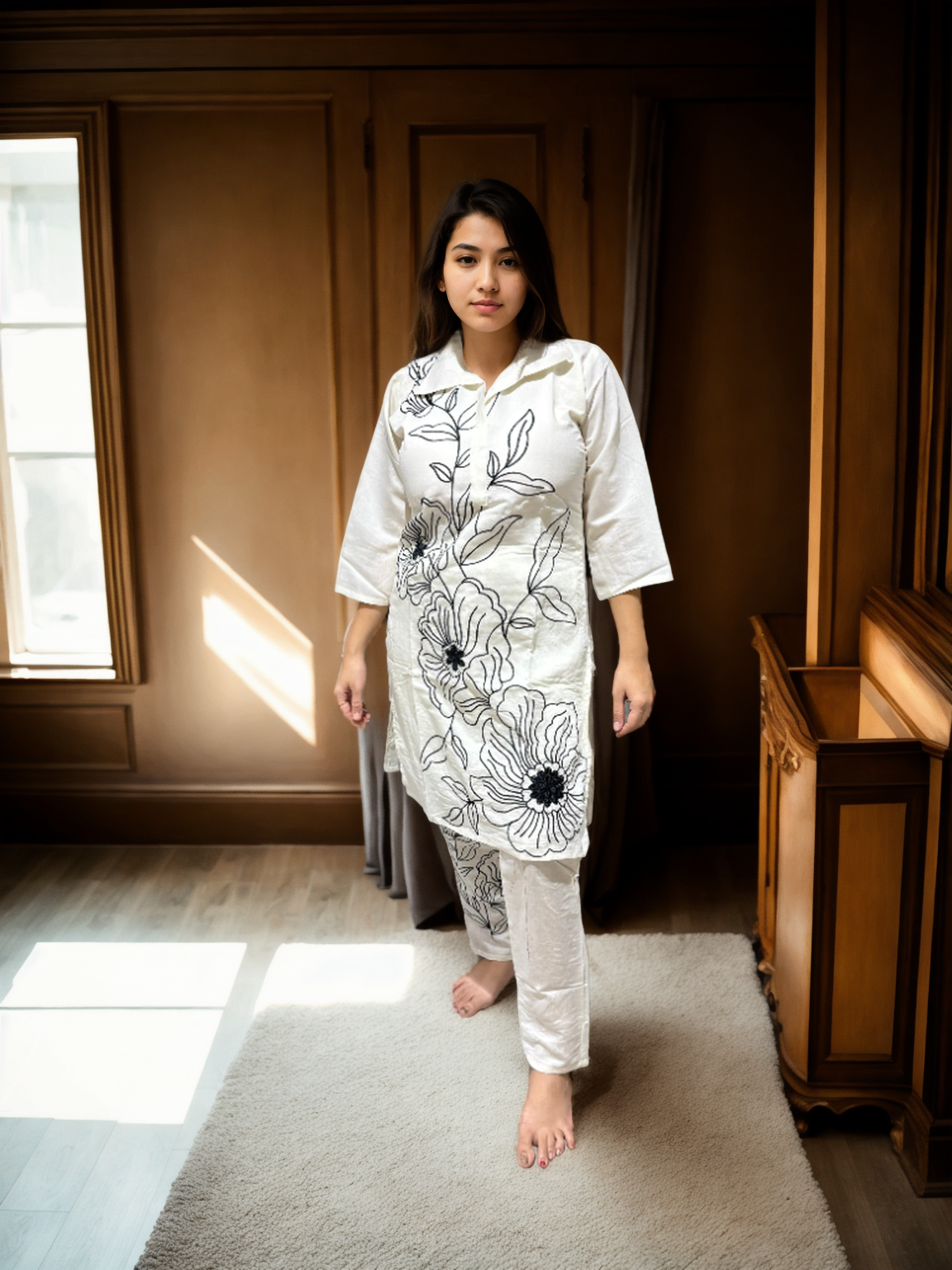 Sunbloom & Ivory Garden Floral Coord Sets – Roman Silk | M to XXL