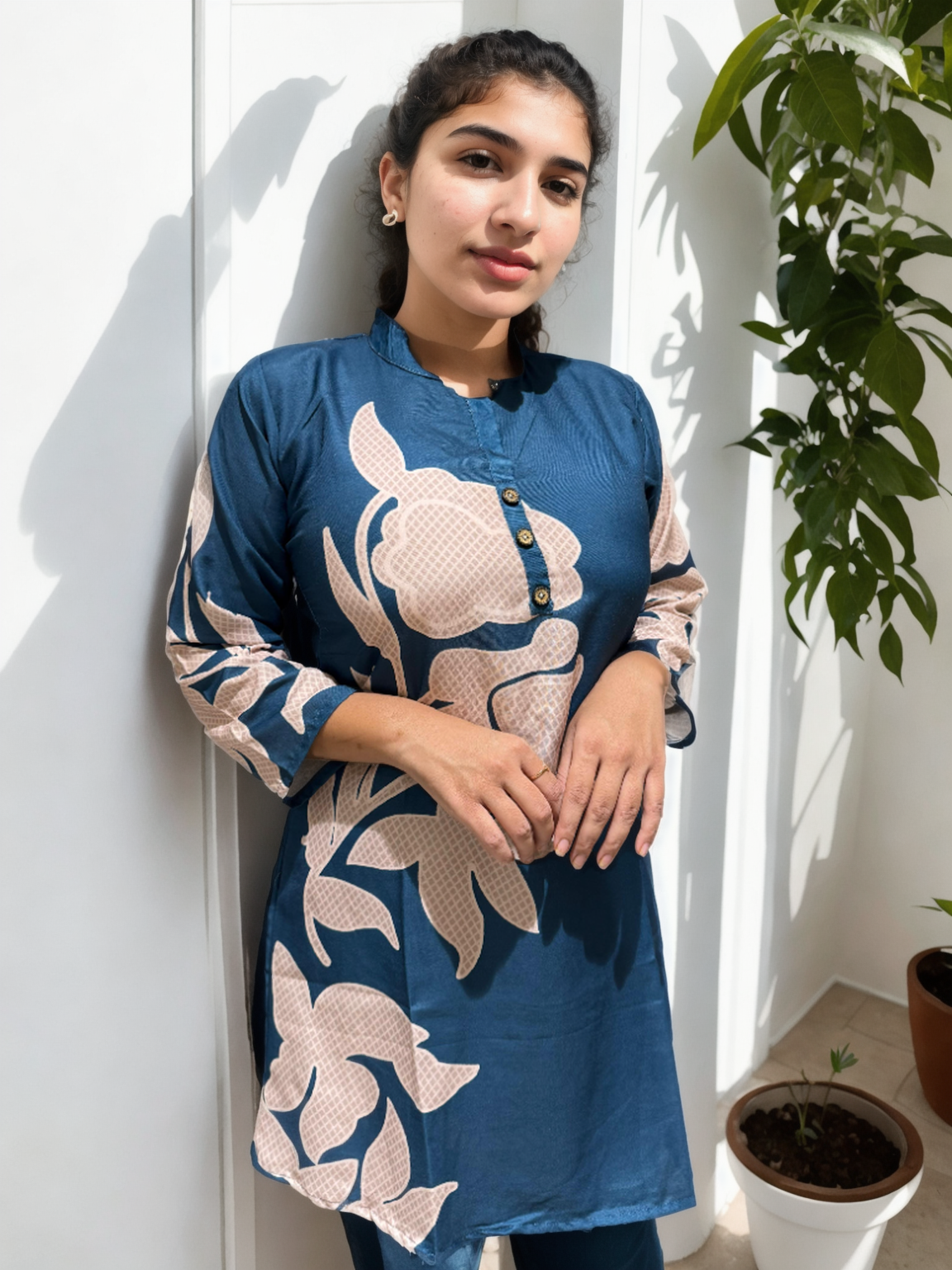 Flex Cotton Co-ord Set with Bold Leaf Print – 2 Colors