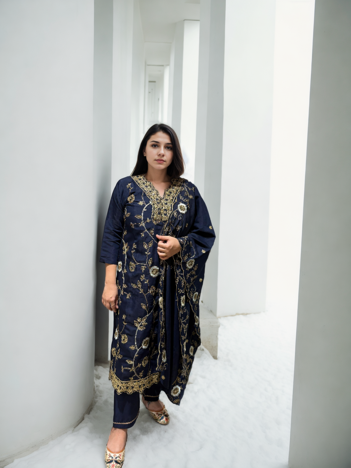 Regal Charm Straight Suit Set with Dupatta