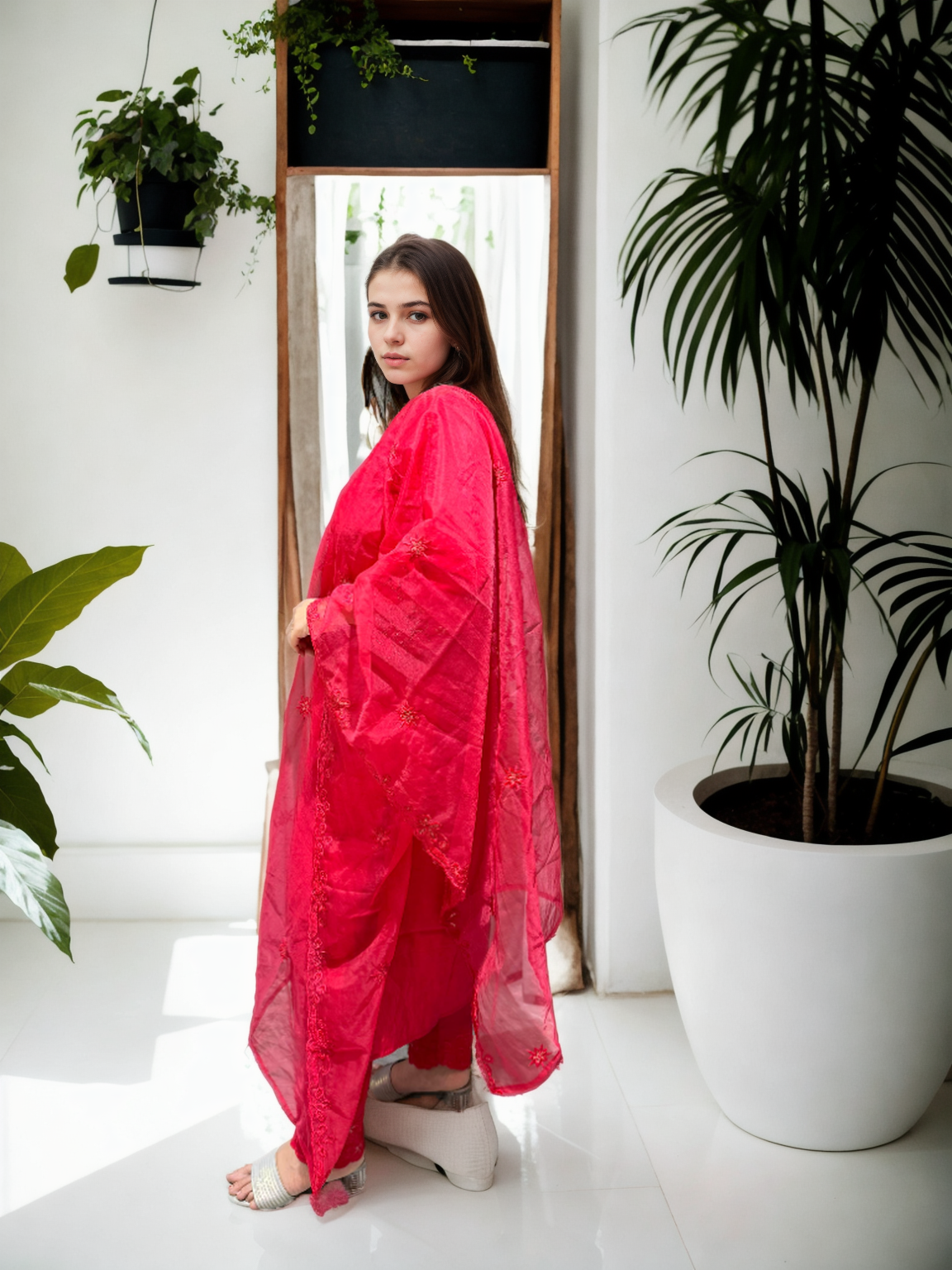Radiant Roman Silk Handwork Suit with Organza Dupatta (M-XXL)