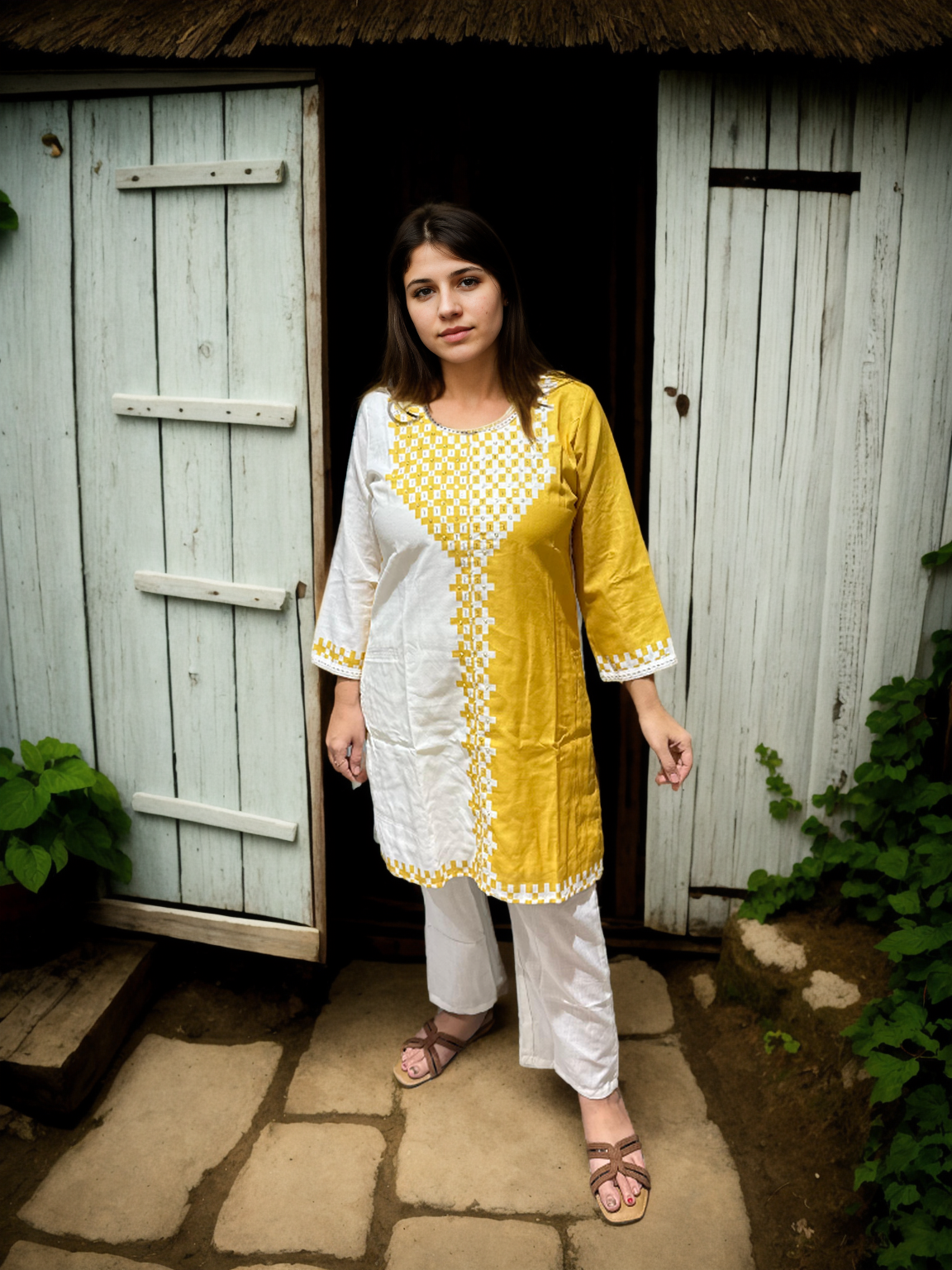 Dual-Tone Cotton Silk Kurta Set (Yellow & Lavender) – Signature Collection