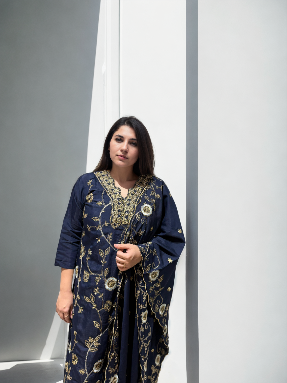 Regal Charm Straight Suit Set with Dupatta