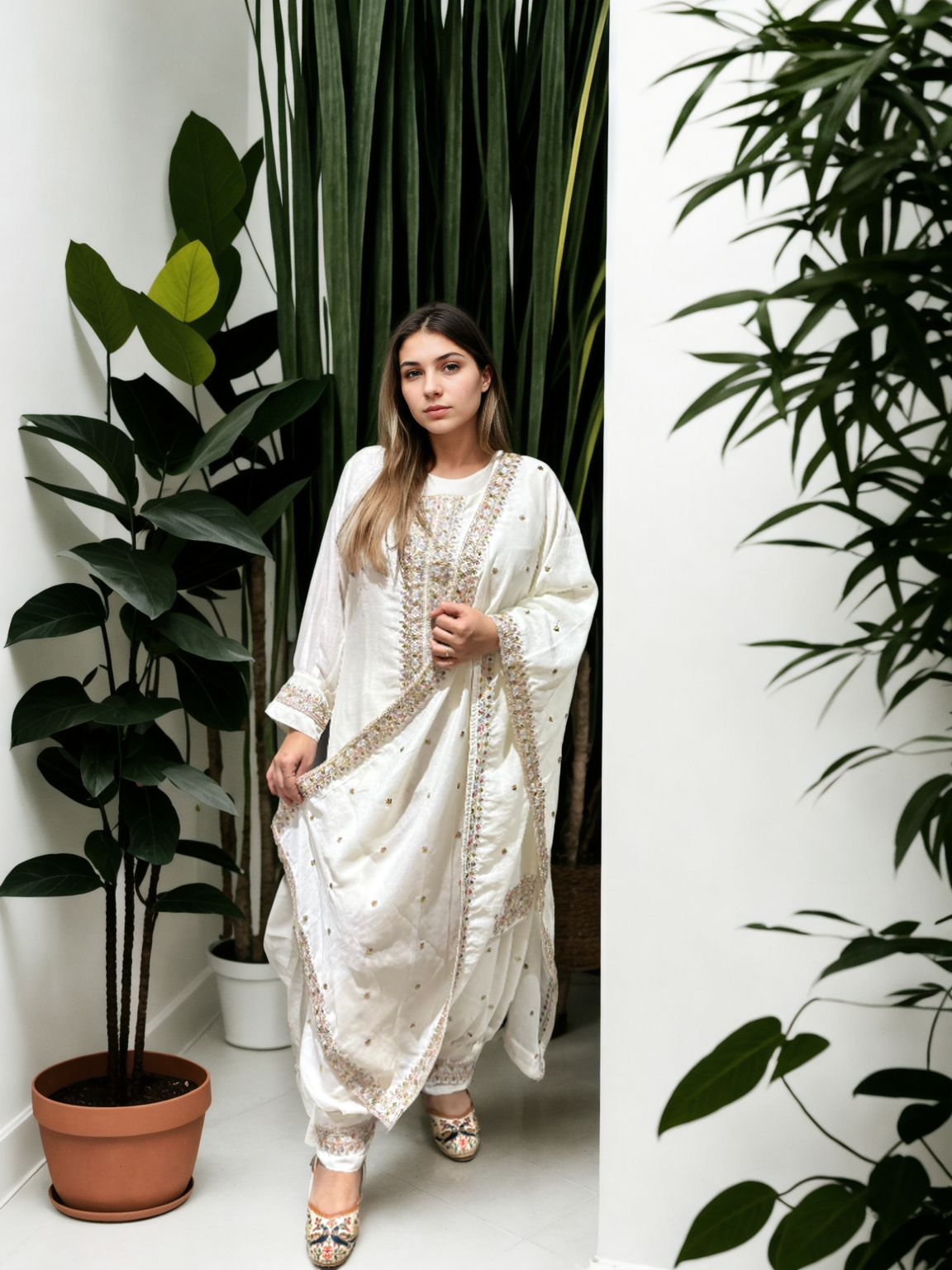 Royal Charm Patiala Suit – Red & White Edition