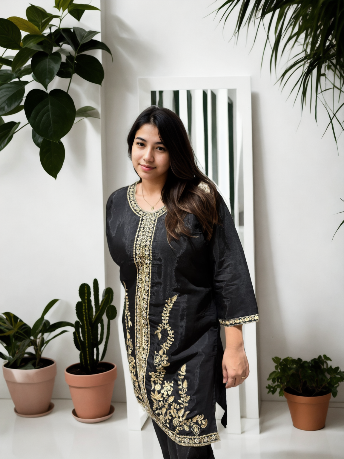 Royal Black Embroidered Coord Set – Gold Threadwork