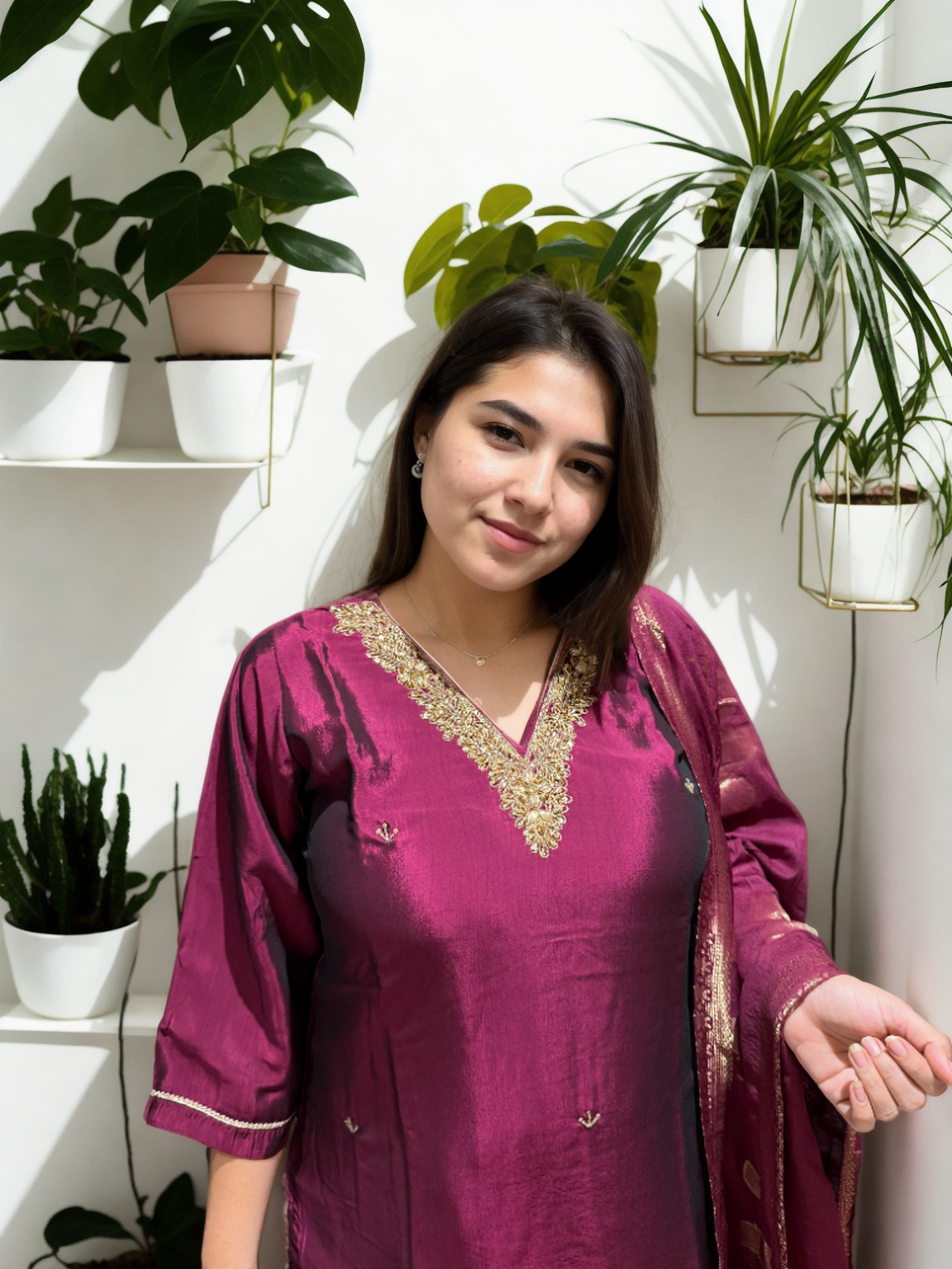 Rangila Silk Suit Set with Handwork & Muslin Dupatta (Latkan Detail) – M to XXL