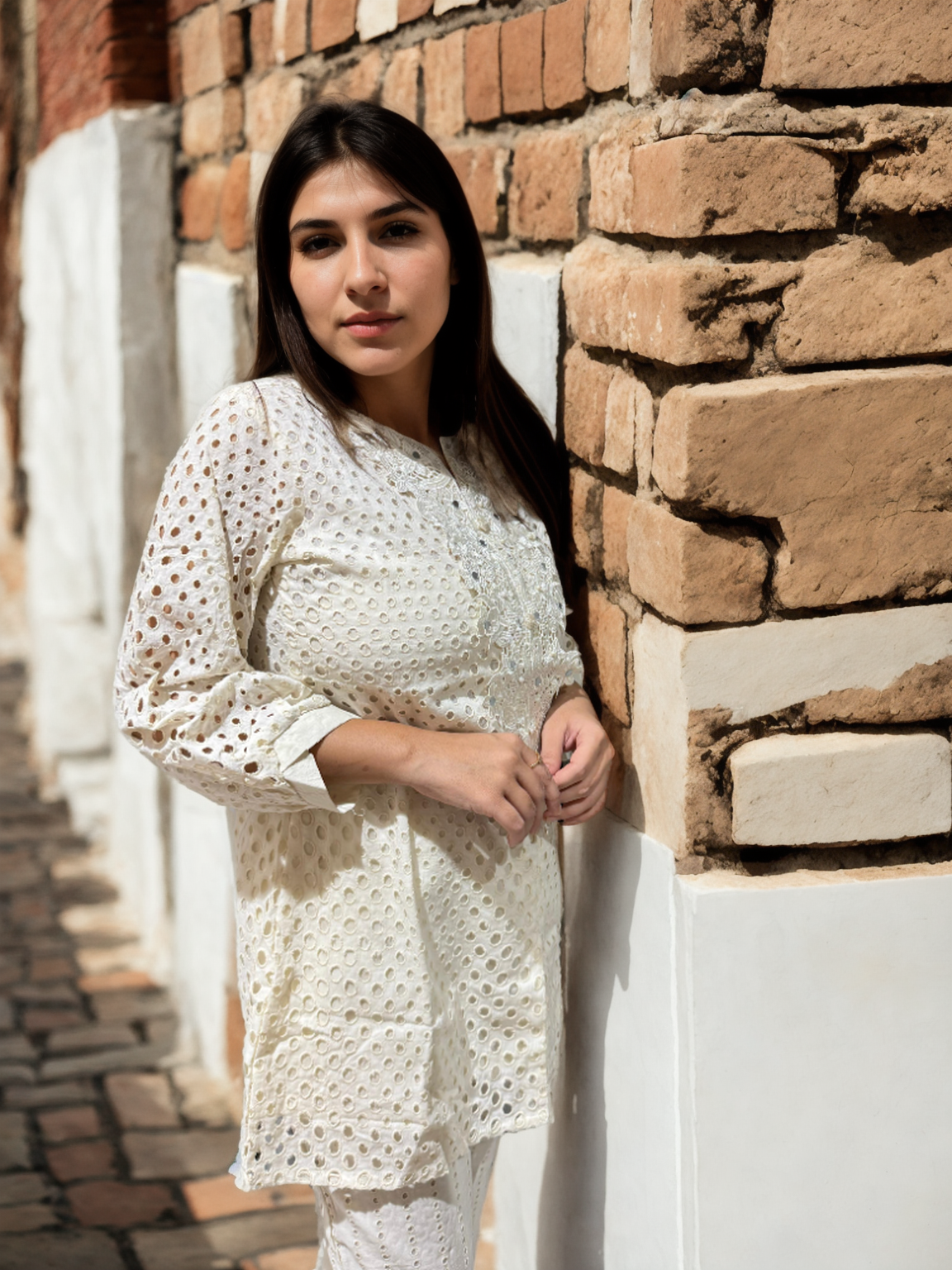 Safa White Cotton Coord Set with Embroidery & Pocket Pants |Signature Collection