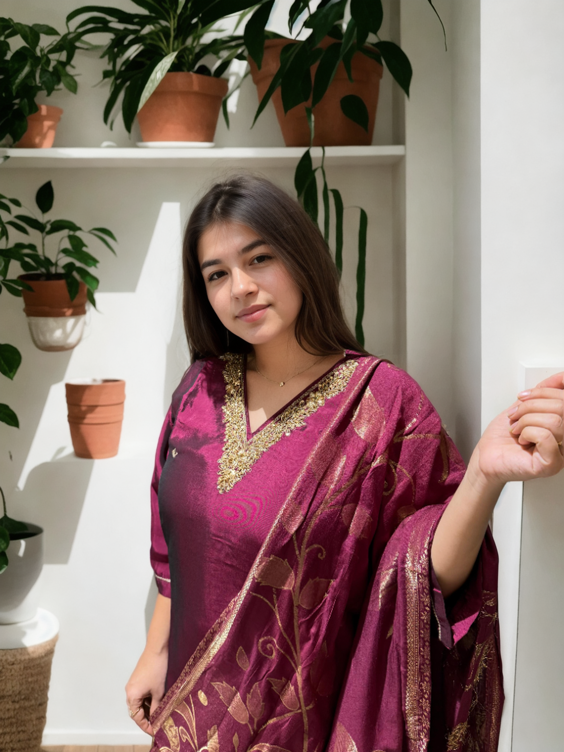 Rangila Silk Suit Set with Handwork & Muslin Dupatta (Latkan Detail) – M to XXL
