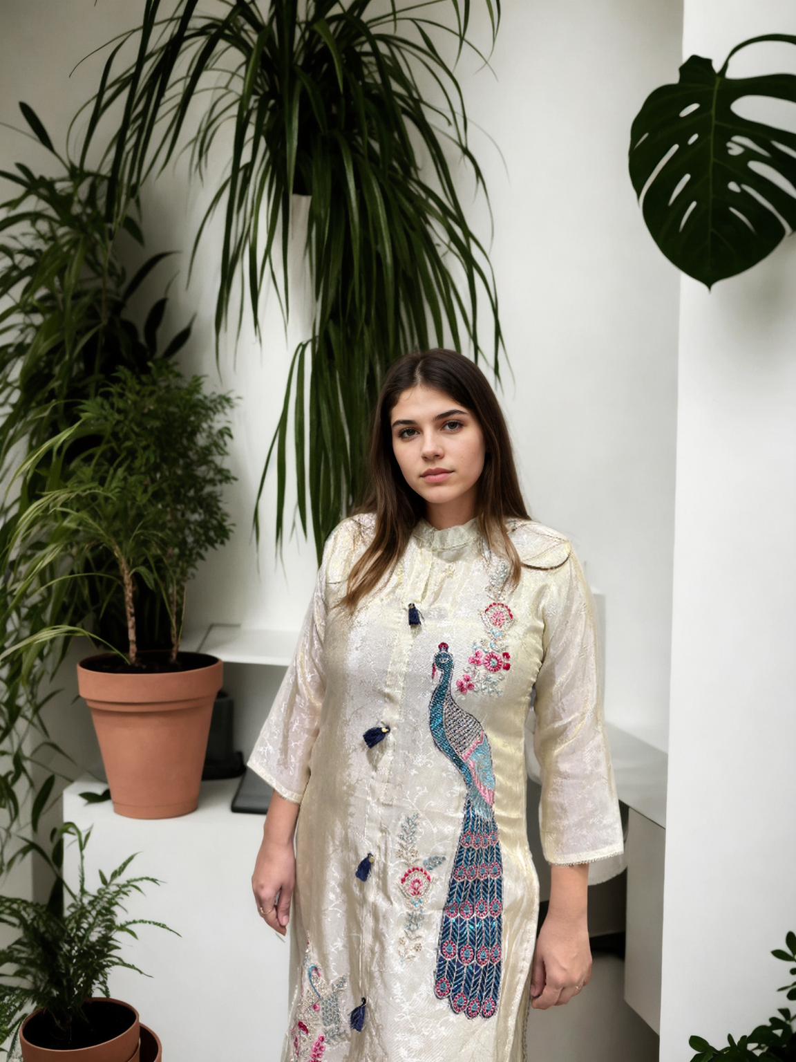 Zari Silk Peacock Embroidered Coord Set  | Signature Collection