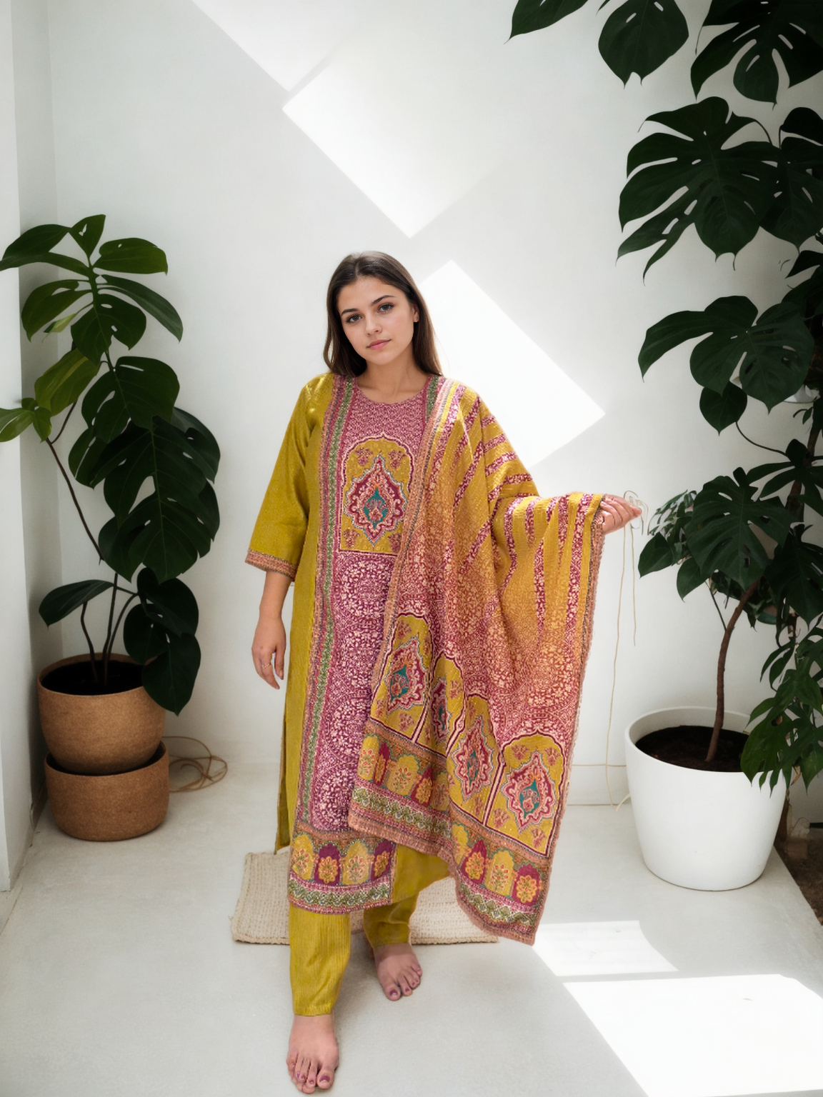 Bandhej Inspired Ethnic Print Suit Set